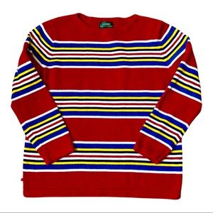 Vintage Ralph Lauren sweater womens large stripes red blue yellow 90’s